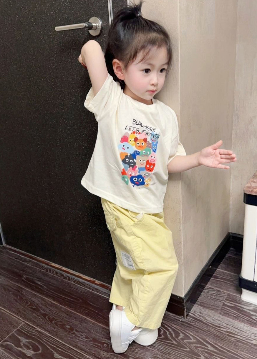 Boutique O-neck Kids Top and Pants Two Pieces Set Summer Yu1084