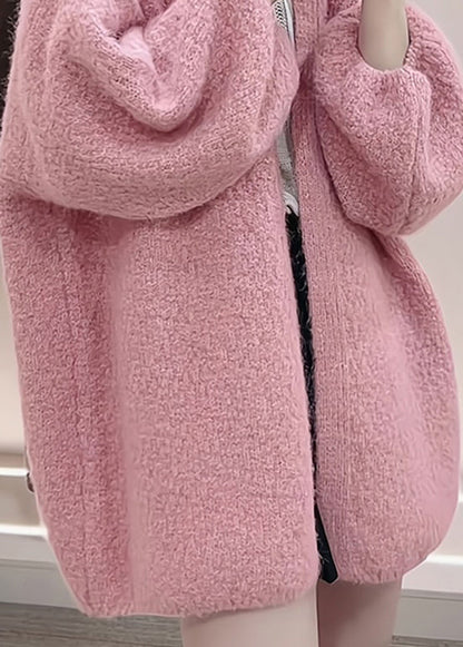 Boutique Pink V Neck Knit Cardigans Fall Wo028