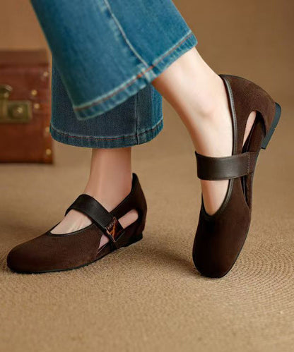 Boutique Purple Hollow Out Buckle Strap Splicing Wedge Shoes Yc013