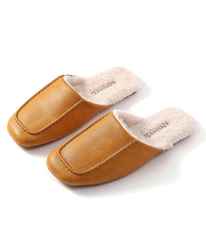 Boutique Slippers Shoes Mulberry Faux Leather Fuzzy Wool Lined Rx018