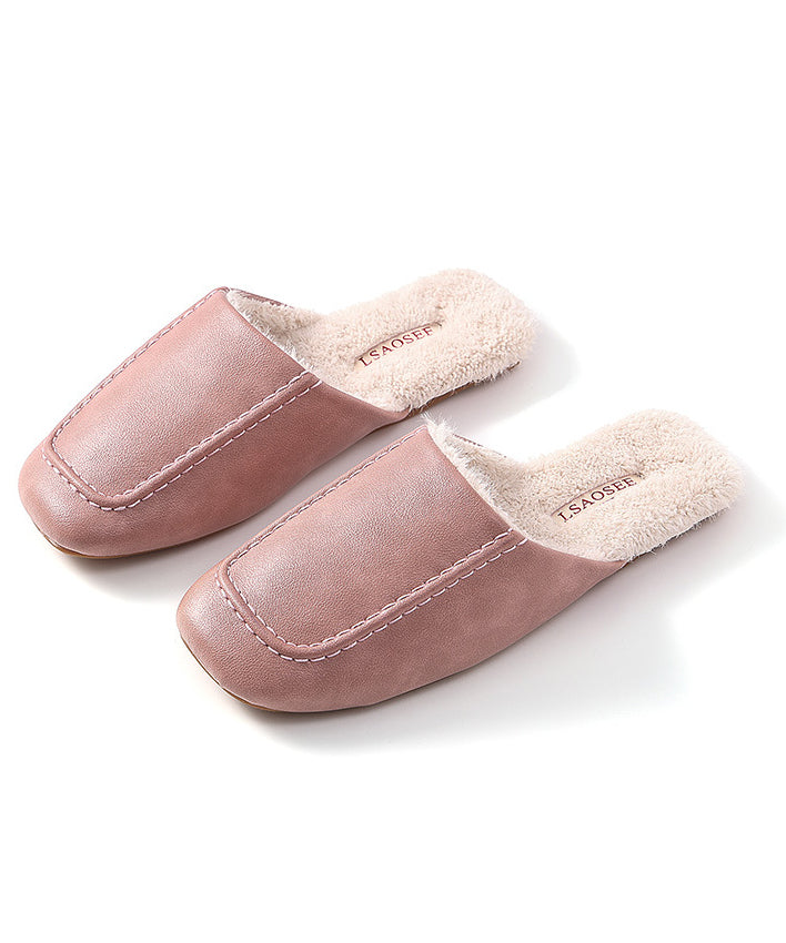 Boutique Slippers Shoes Mulberry Faux Leather Fuzzy Wool Lined Rx018