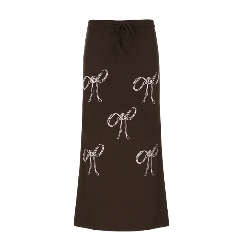 Bow Print Maxi Skirt