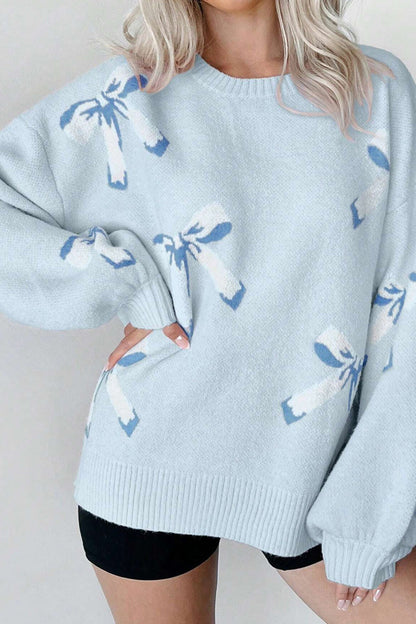 Bow-knot Jacquard Pullover Sweater