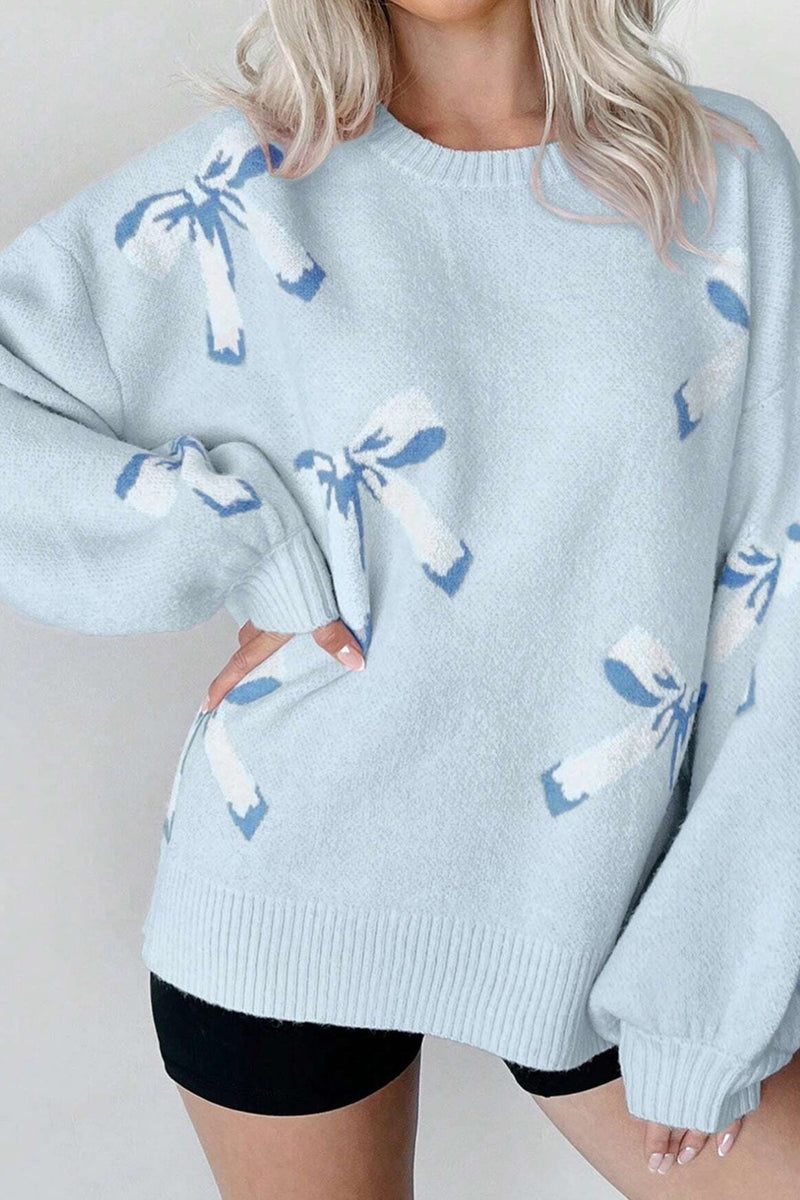 Bow-knot Jacquard Pullover Sweater