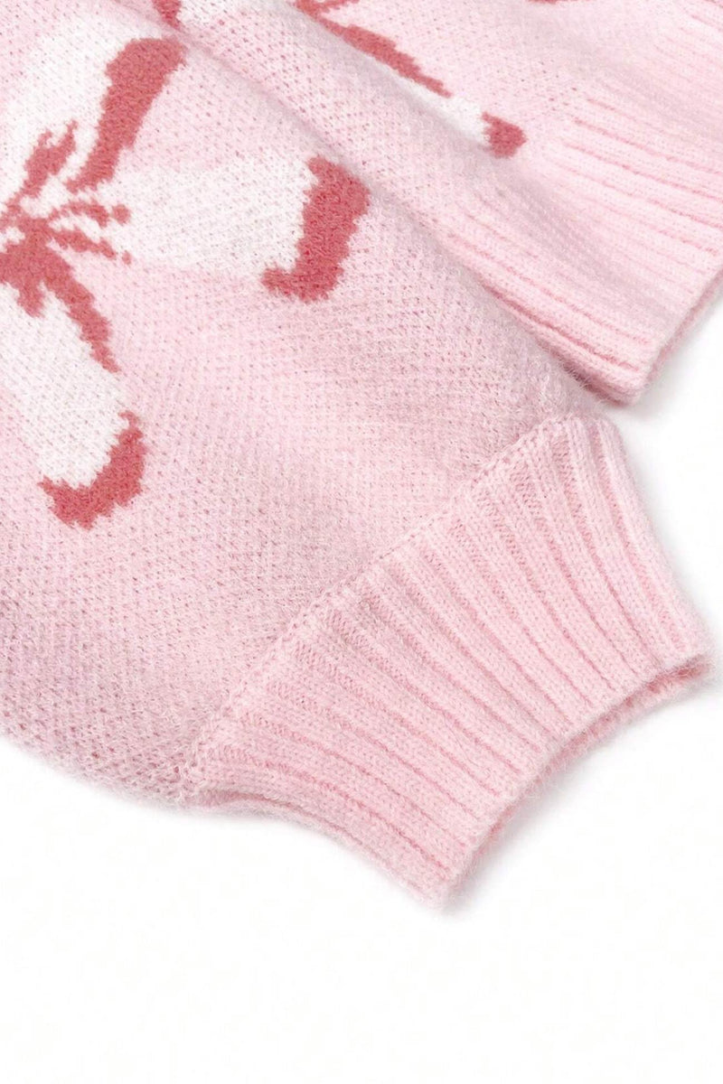 Bow-knot Jacquard Pullover Sweater
