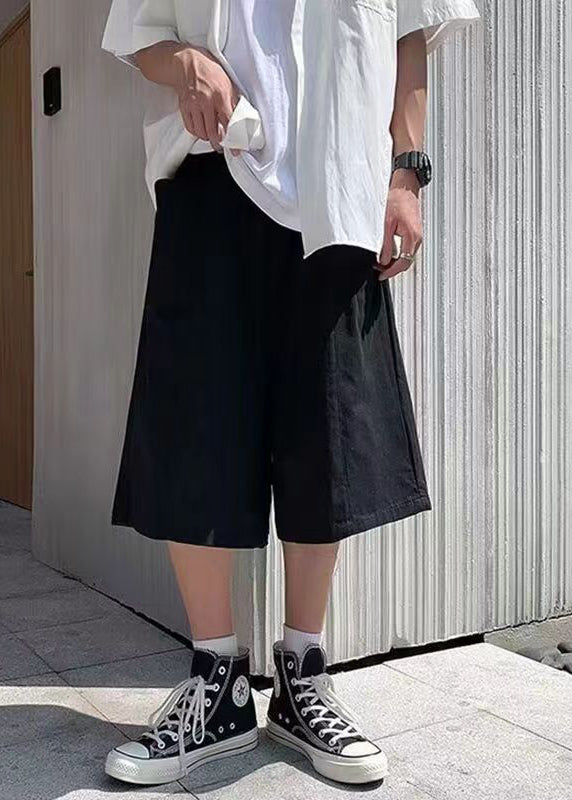 Brief Beige Elastic Waist Wide Leg Pants Summer Yt003