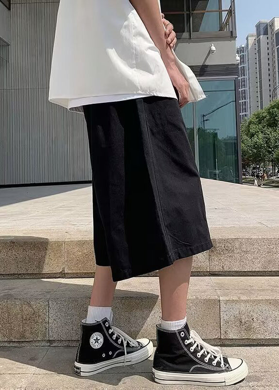 Brief Beige Elastic Waist Wide Leg Pants Summer Yt003