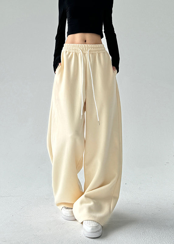 Brief Navy Patchwork Elastic Waist Wide Leg Pants Spring Ta042