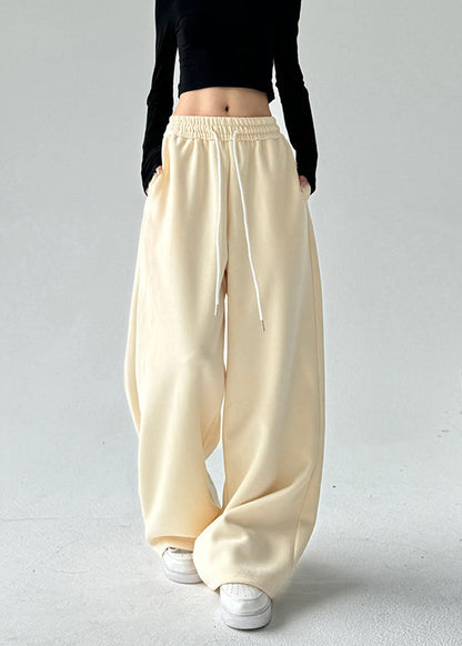 Brief Navy Patchwork Elastic Waist Wide Leg Pants Spring Ta042