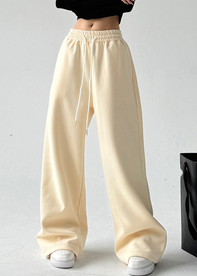 Brief Navy Patchwork Elastic Waist Wide Leg Pants Spring Ta042