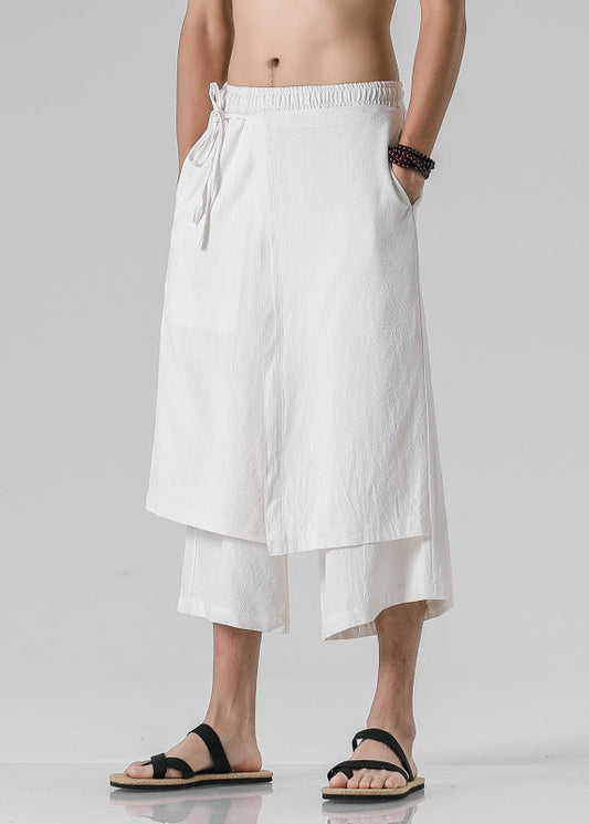 Brief White Asymmetrical Patchwork Wide Leg Pants Summer Yt029