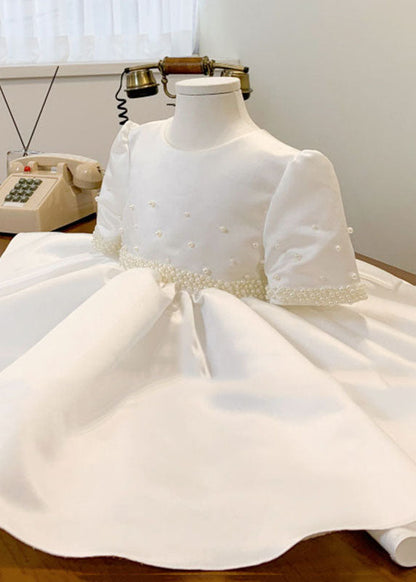 Brief White Nail Bead Maxi Dress Summer Ys014