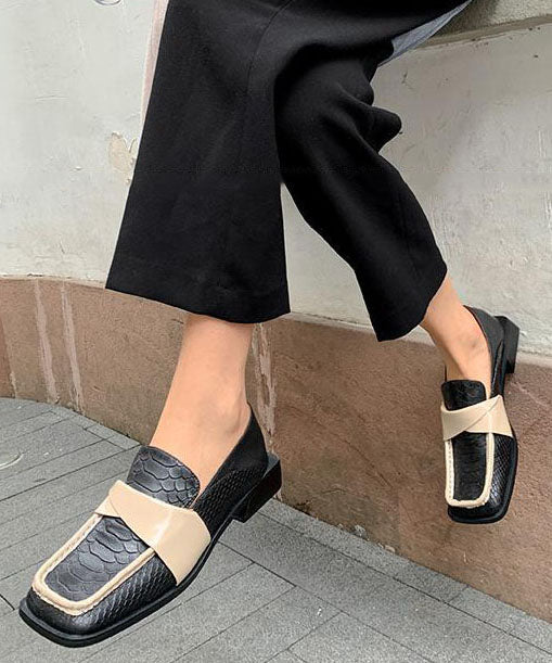 Brown Cowhide Leather French Splicing Loafer Shoes Dd1020