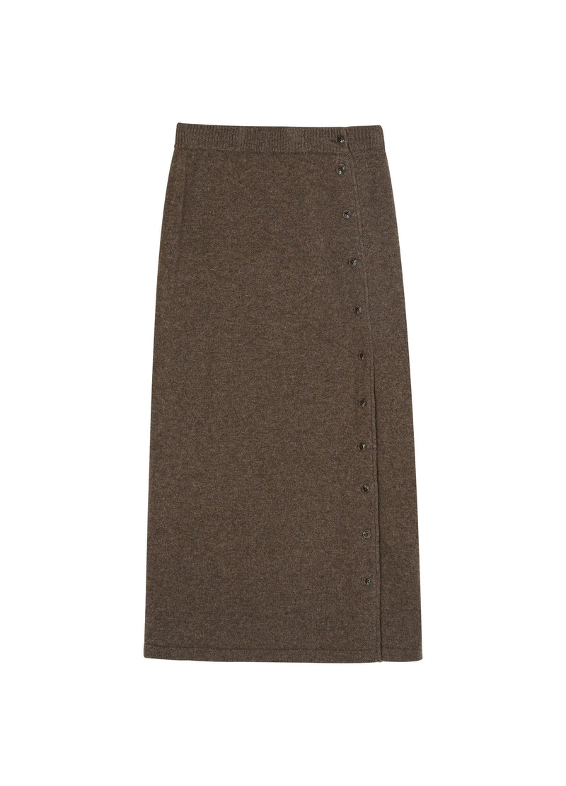 Wool Wrap Button Down Skirt