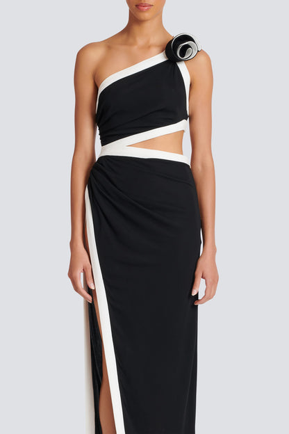 Salome Asymmetric Applique Maxi Dress