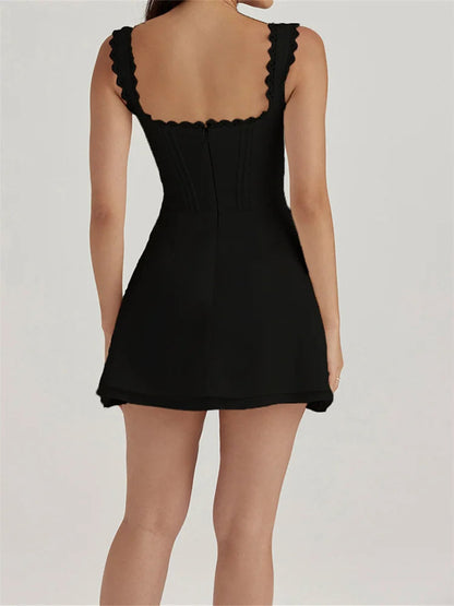 Summer Deep V-neck Ribbed Tank Mini Dresses