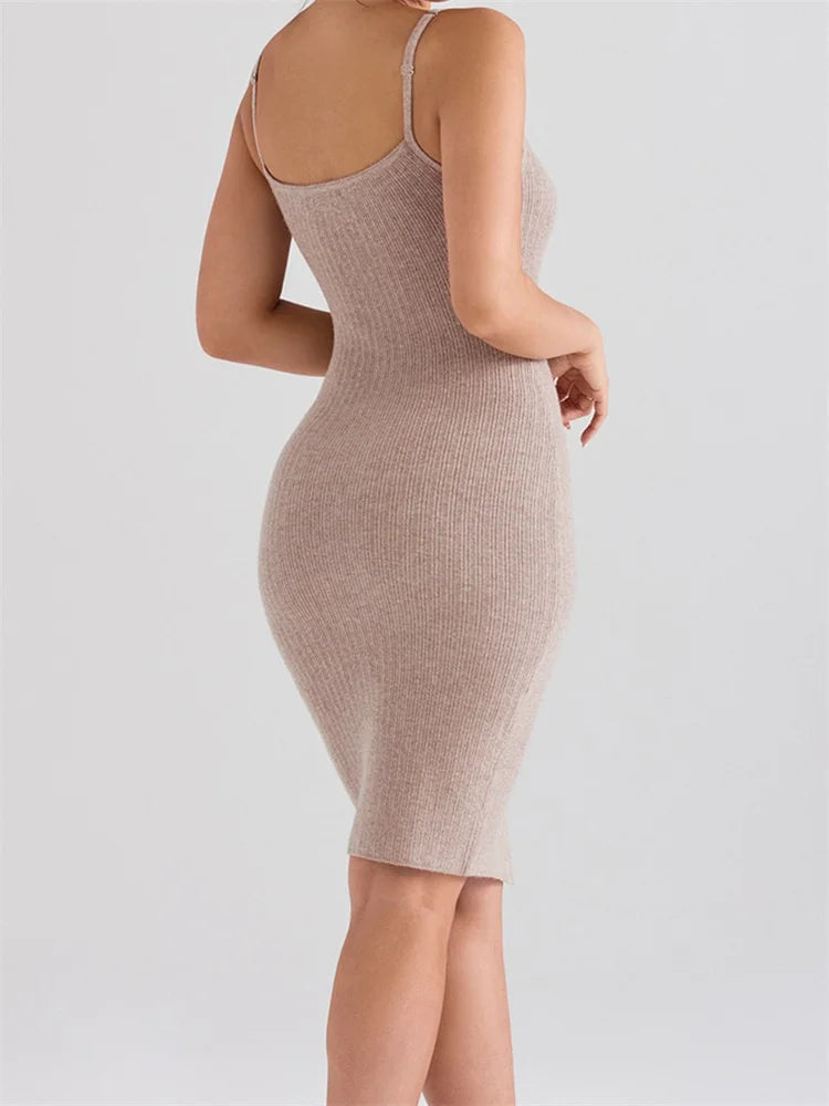 Tylish Knitted Low Cut Pencil Mini Dresses