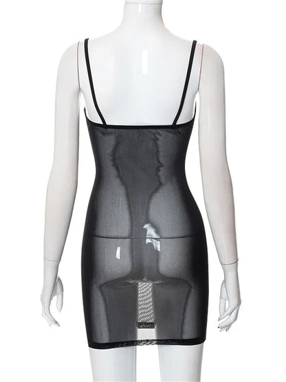Mesh See Through Summer Mini Dresses