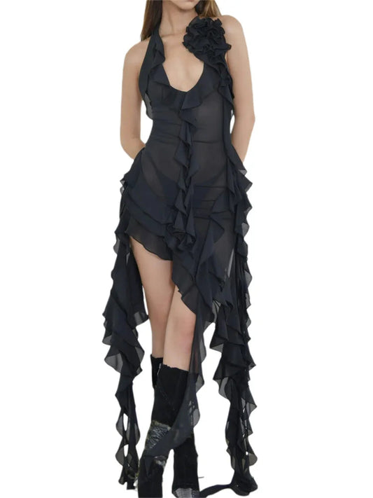 Asymmetrical Mesh Beach Party Mini Dresses