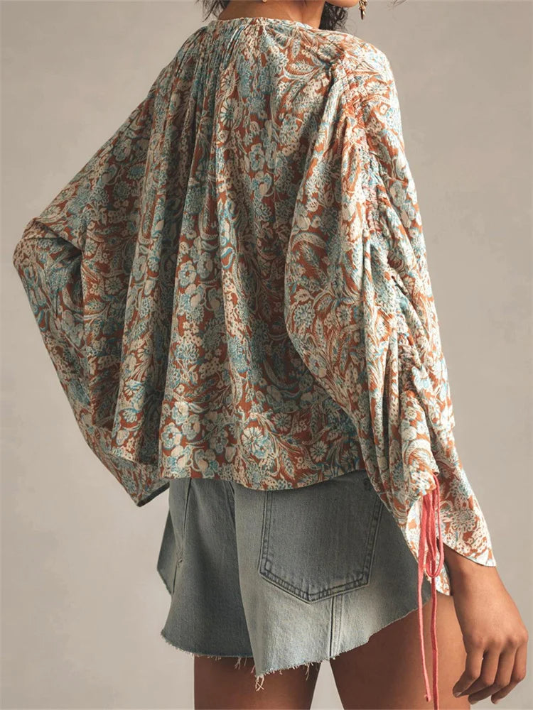 Tie-up Flare Sleeve Blouse