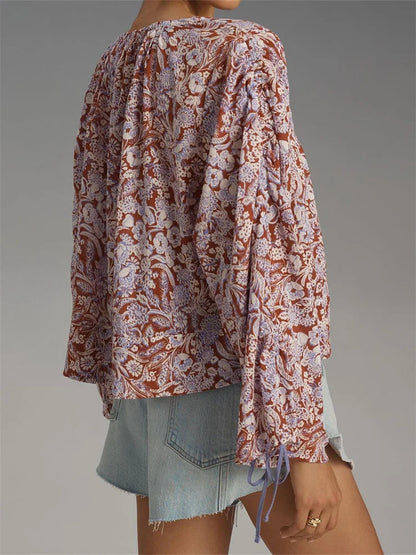 Tie-up Flare Sleeve Blouse