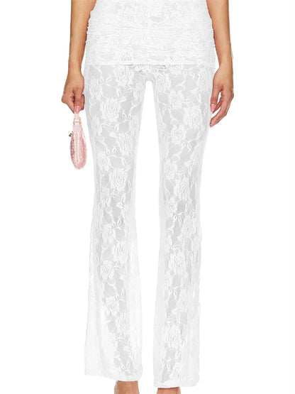 Flared Leg Lace See-through Bootcut Pant