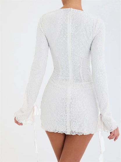 Long Sleeve Lace Bodycon Mini Dresses