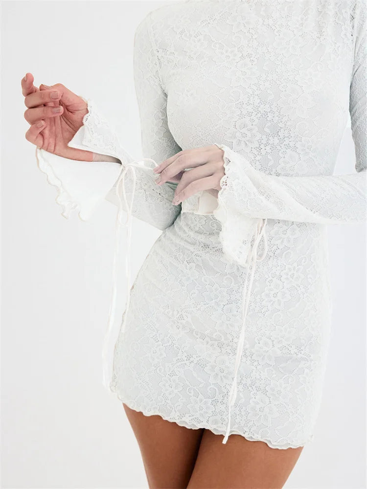 Long Sleeve Lace Bodycon Mini Dresses