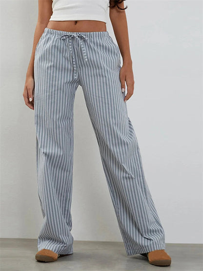 Striped Patchwork Drawstring Elastic Waist Pant