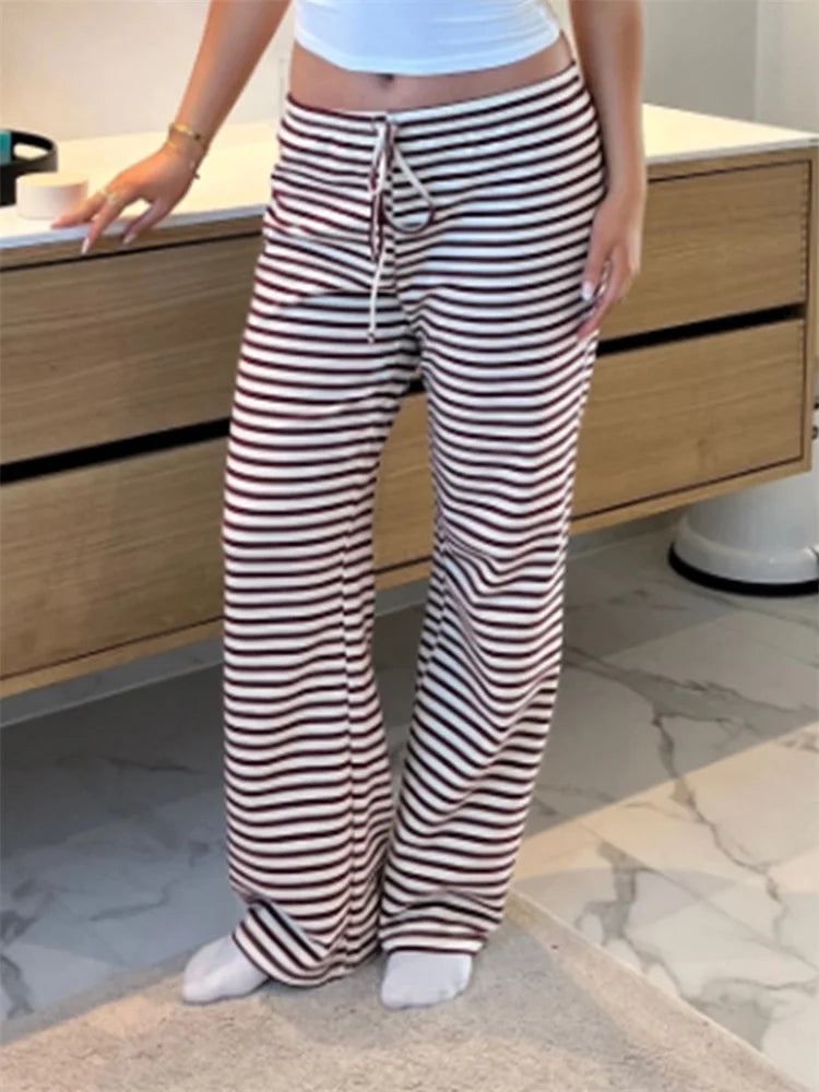 Plaid Print Wide Leg Spring Summer Pant