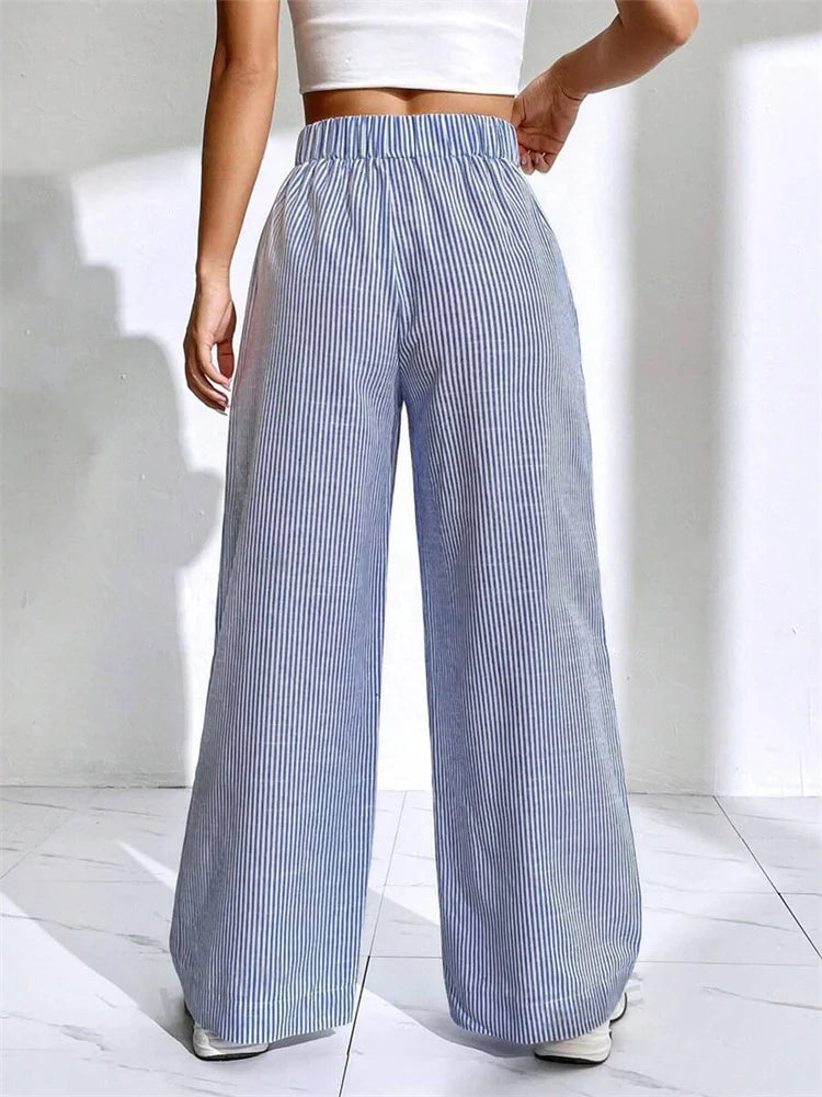 Loose High Waist Striped Lounge Pant