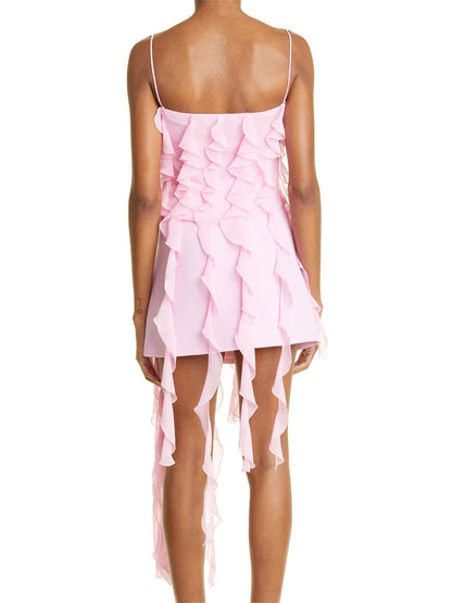 Y2k Irregular Hem Ruffles Evening Mini Dresses
