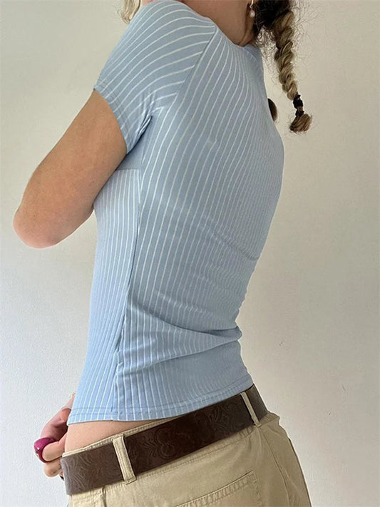 Striped Button-up Slim Fit Blouse