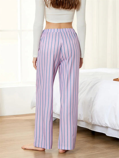 Striped Pajama Elastic Waist Lounge Wide Leg Pant