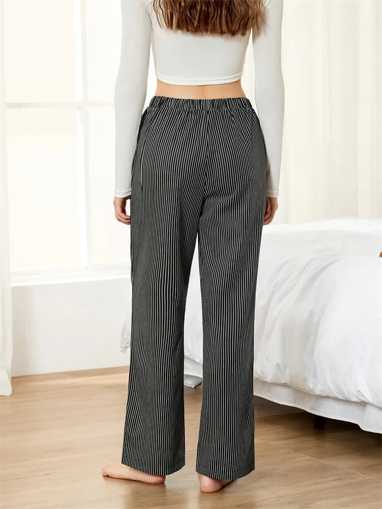 Striped Pajama Elastic Waist Lounge Wide Leg Pant