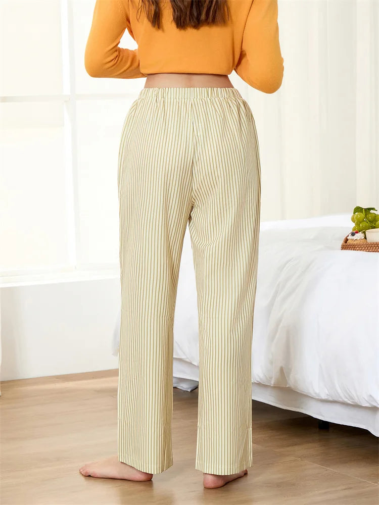 Striped Pajama Elastic Waist Lounge Wide Leg Pant
