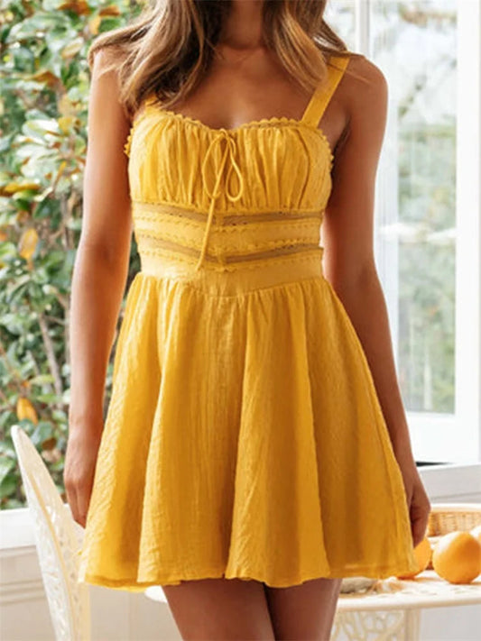 Summer A-line Sleeveless Strap Mini Dresses