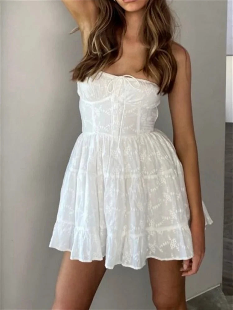 Buttoned Backless A-line Mini Dress