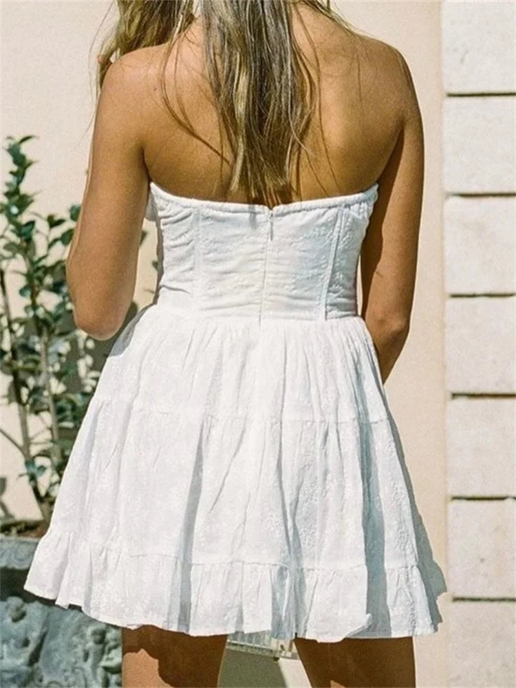 Fashionable Backless Tie-up Buttons Mini Dresses