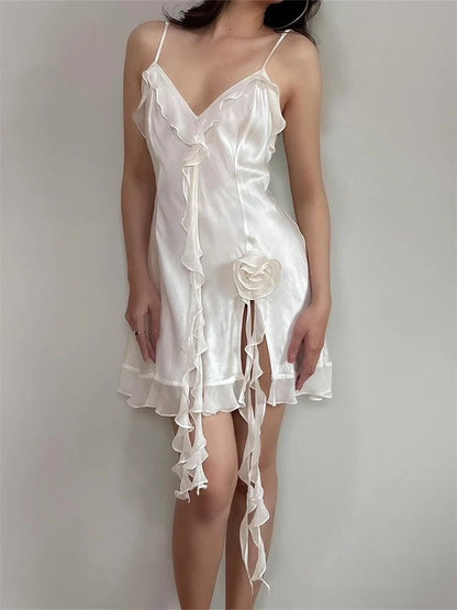 Summer 3d Flower Tassels Sleeveless Mini Dresses