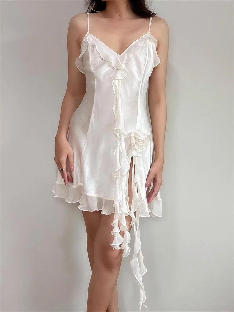 Summer 3d Flower Tassels Sleeveless Mini Dresses