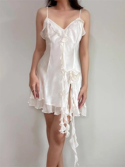 Summer 3d Flower Tassels Sleeveless Mini Dresses