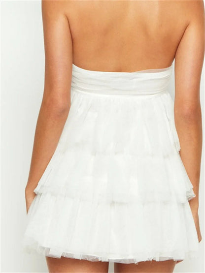 Off Shoulder Strapless Ruffles Party Mini Dresses