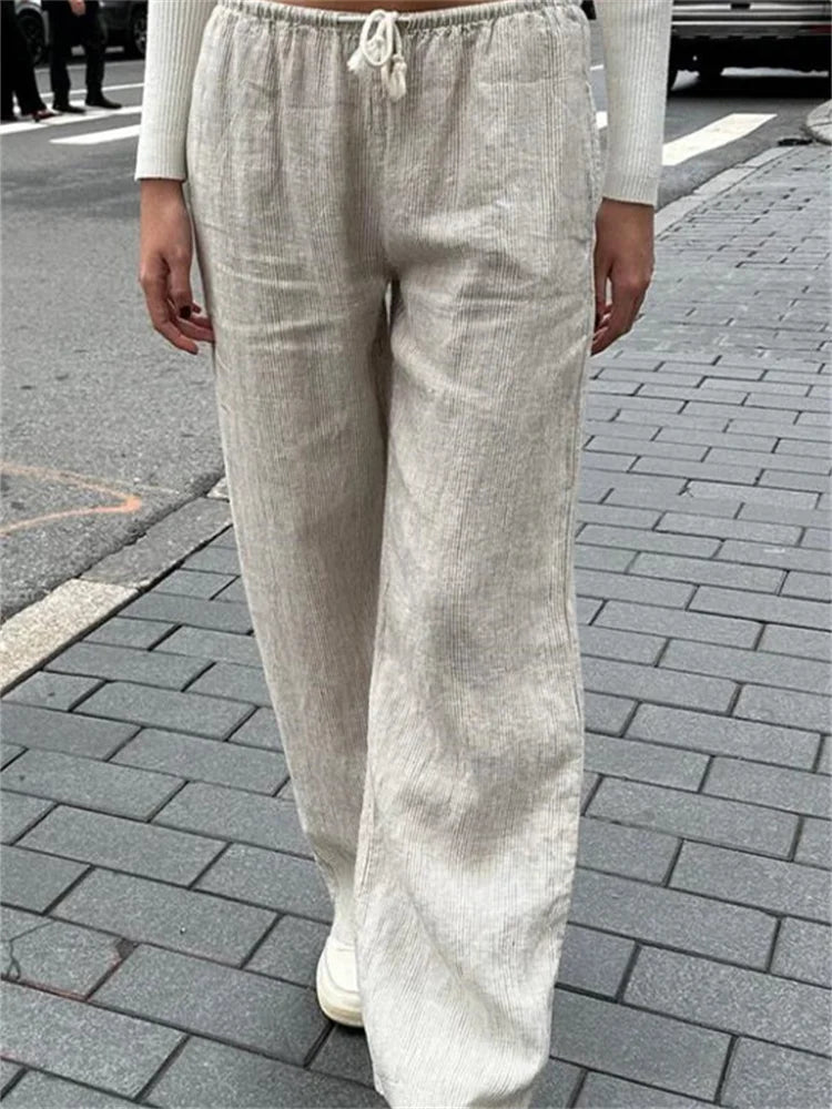 Y2k Striped Drawstring Loose Straight Street Pant