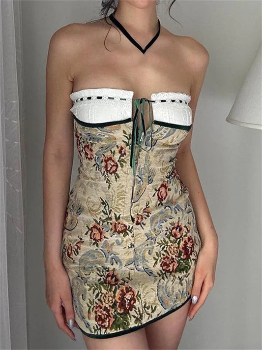 90s Aesthetic Strapless Tube Mini Dresses