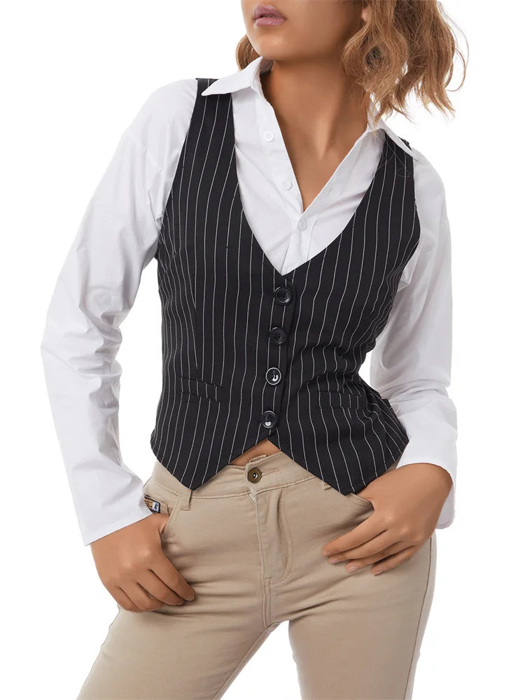 Y2k Bustiers Buttons Up Vest Waistcoat Summer Cropped V-neck Backless Slim Fit Corset Crop Top