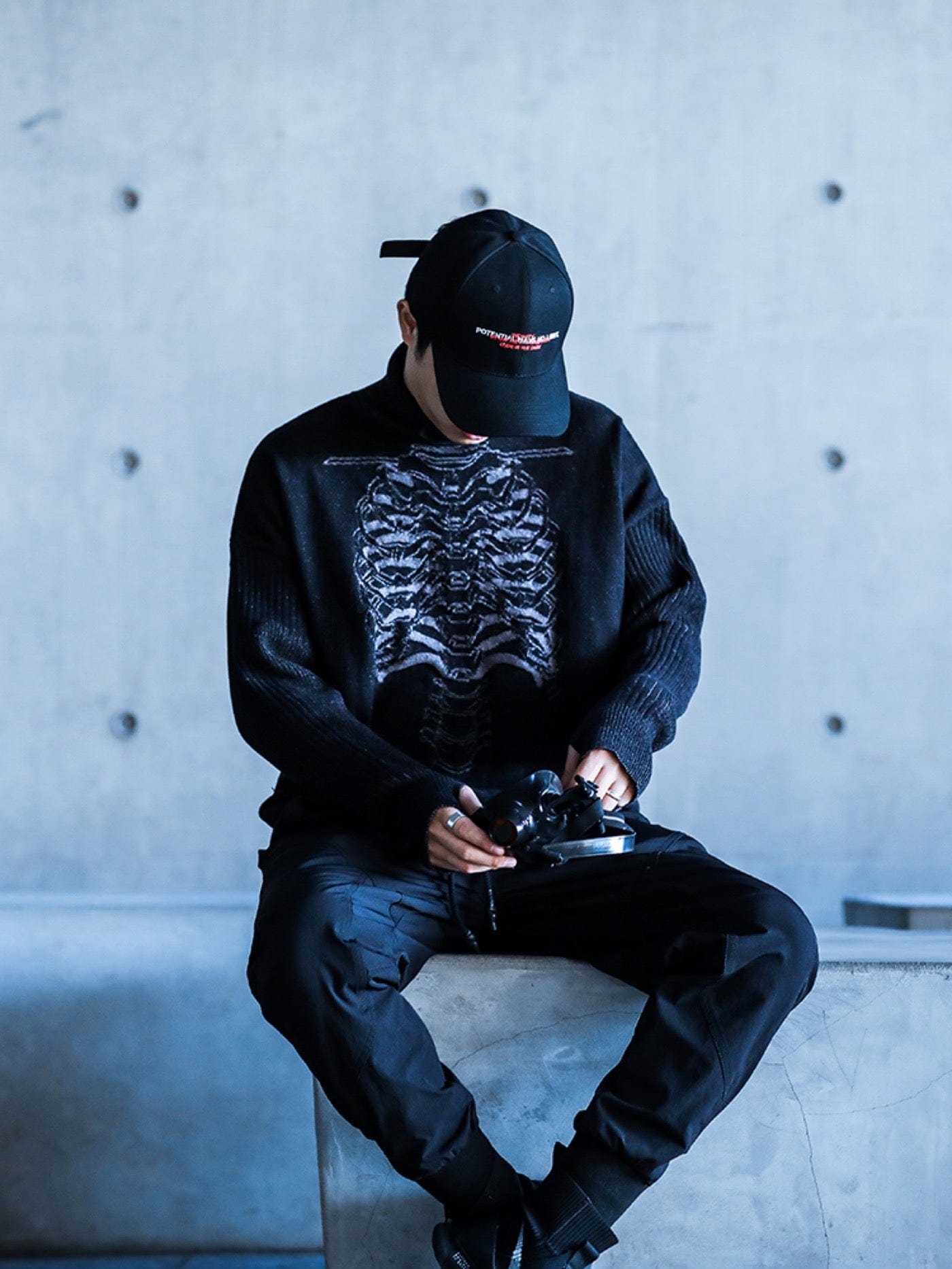 Cyber Skull Turtleneck Sweater