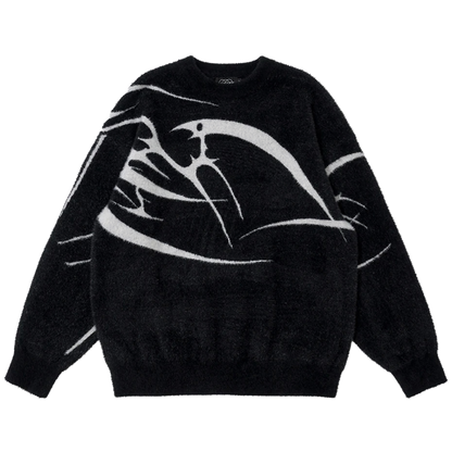 Abstract Bird Fleece Sweater