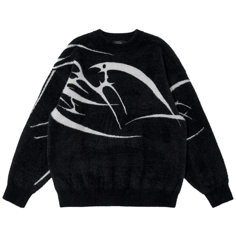 Abstract Bird Fleece Sweater