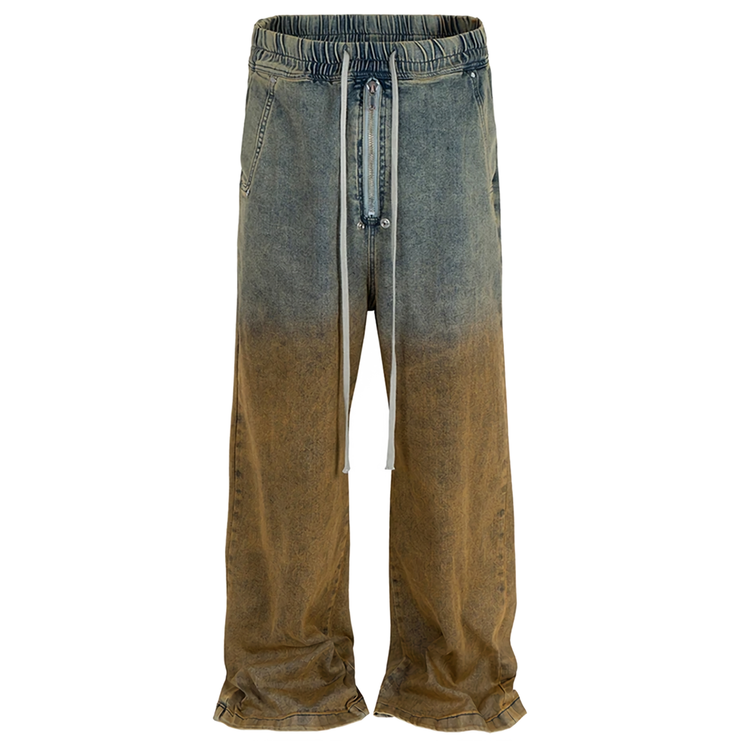 Ombre Denim Drawstring Palazzo Pants